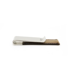 Berluti Money Clip Bill Metal Leather Silver Brown