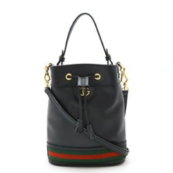 GUCCI Ophidia Small Bucket Bag Web Line Handbag Shoulder Leather Black 610846