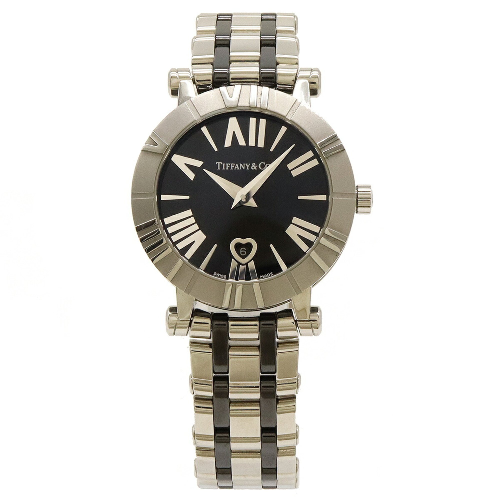 TIFFANY&Co. Tiffany Atlas Date Black Dial SS Ceramic Women's Quartz Watch Z1300.11.11A20A00A