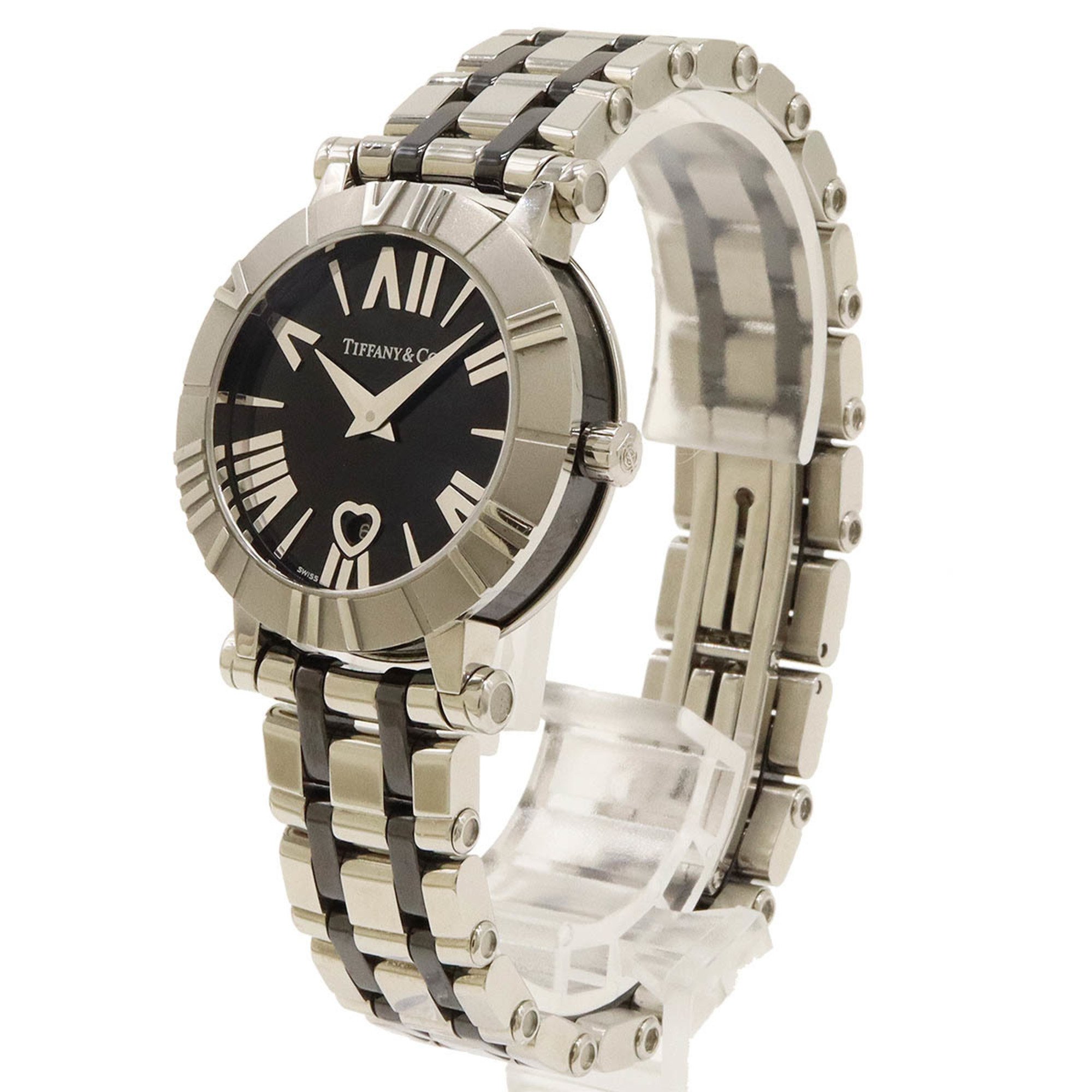 TIFFANY&Co. Tiffany Atlas Date Black Dial SS Ceramic Women's Quartz Watch Z1300.11.11A20A00A