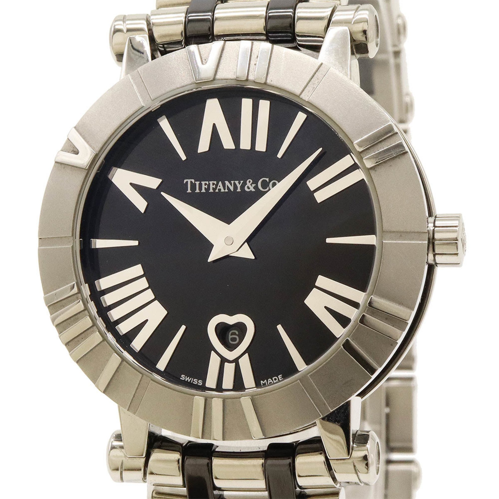 TIFFANY&Co. Tiffany Atlas Date Black Dial SS Ceramic Women's Quartz Watch Z1300.11.11A20A00A