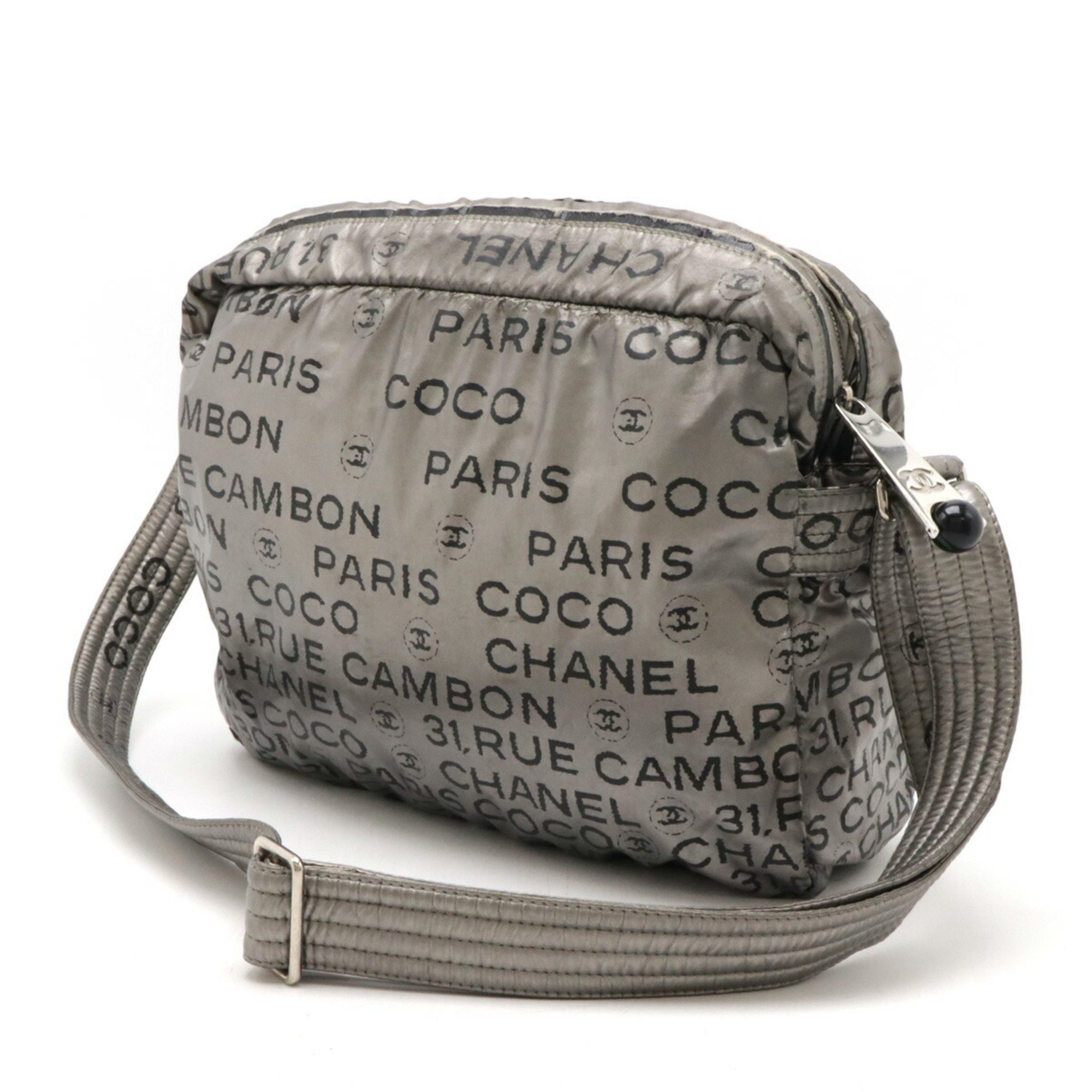 CHANEL Unlimited Shoulder Bag Nylon Silver Black 6531