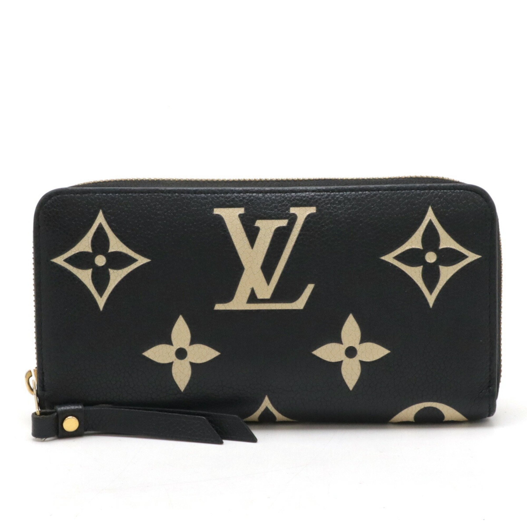 LOUIS VUITTON Louis Vuitton Monogram Empreinte Zippy Wallet Round Long Bicolor Black Beige M80481