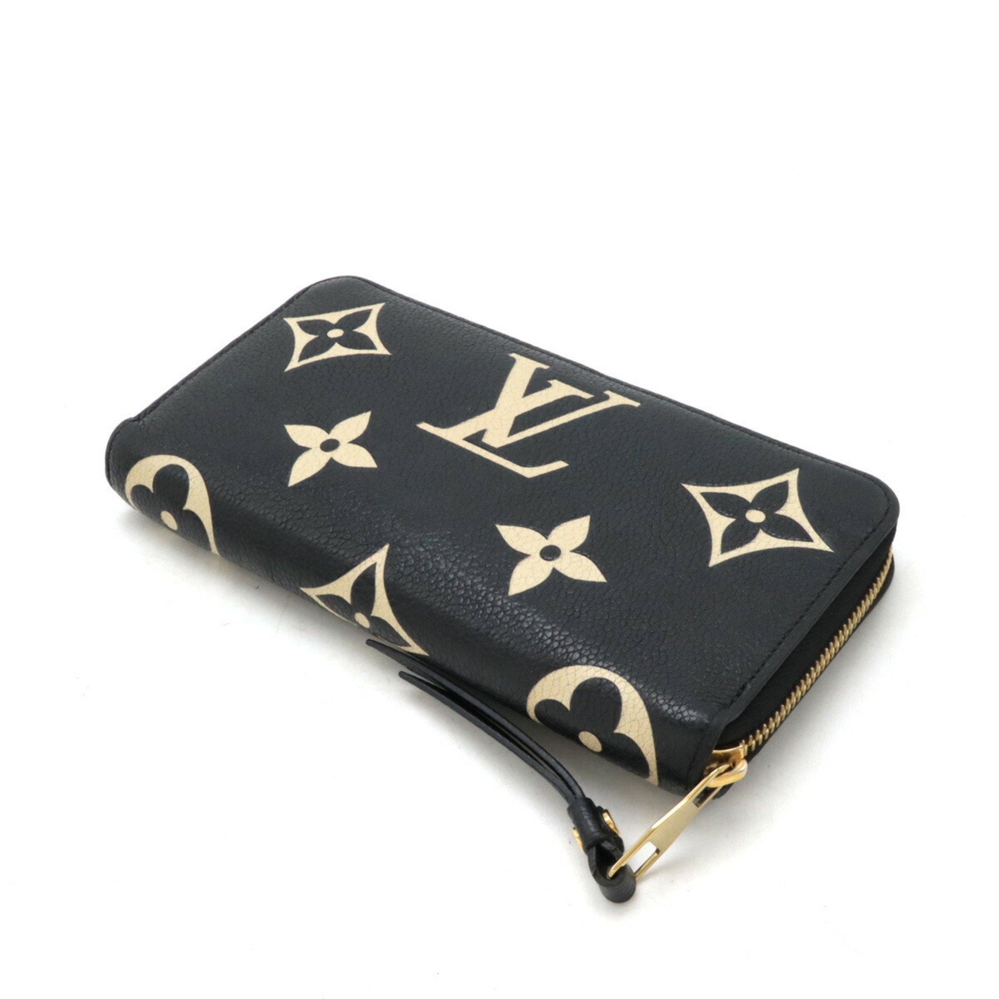 LOUIS VUITTON Louis Vuitton Monogram Empreinte Zippy Wallet Round Long Bicolor Black Beige M80481