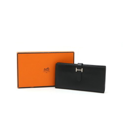 HERMES Bearn Soufflet Bi-fold Long Wallet, Epsom Leather, Black, N Stamp