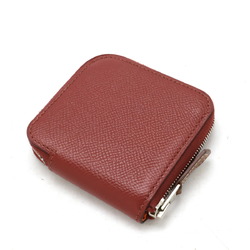 HERMES Azap Silk In Compact Coin Case, Round, Epsom Leather, Bordeaux, X Stamp