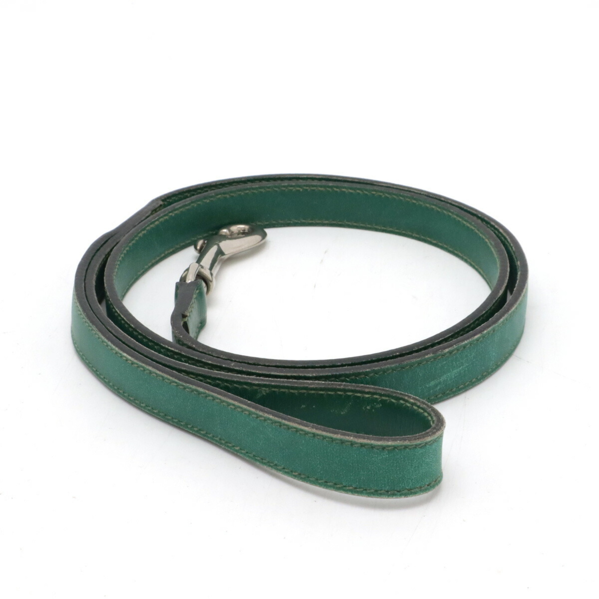 HERMES Hermes Dog Lead Pet Walk Leather Green G Stamp