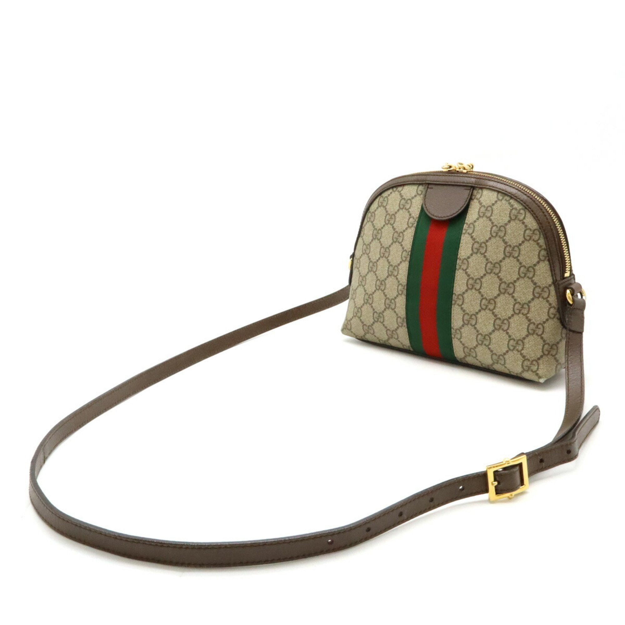 GUCCI Ophidia GG Supreme Sherry Line Small Shoulder Bag Pochette PVC Leather Beige Mocha Brown 499621