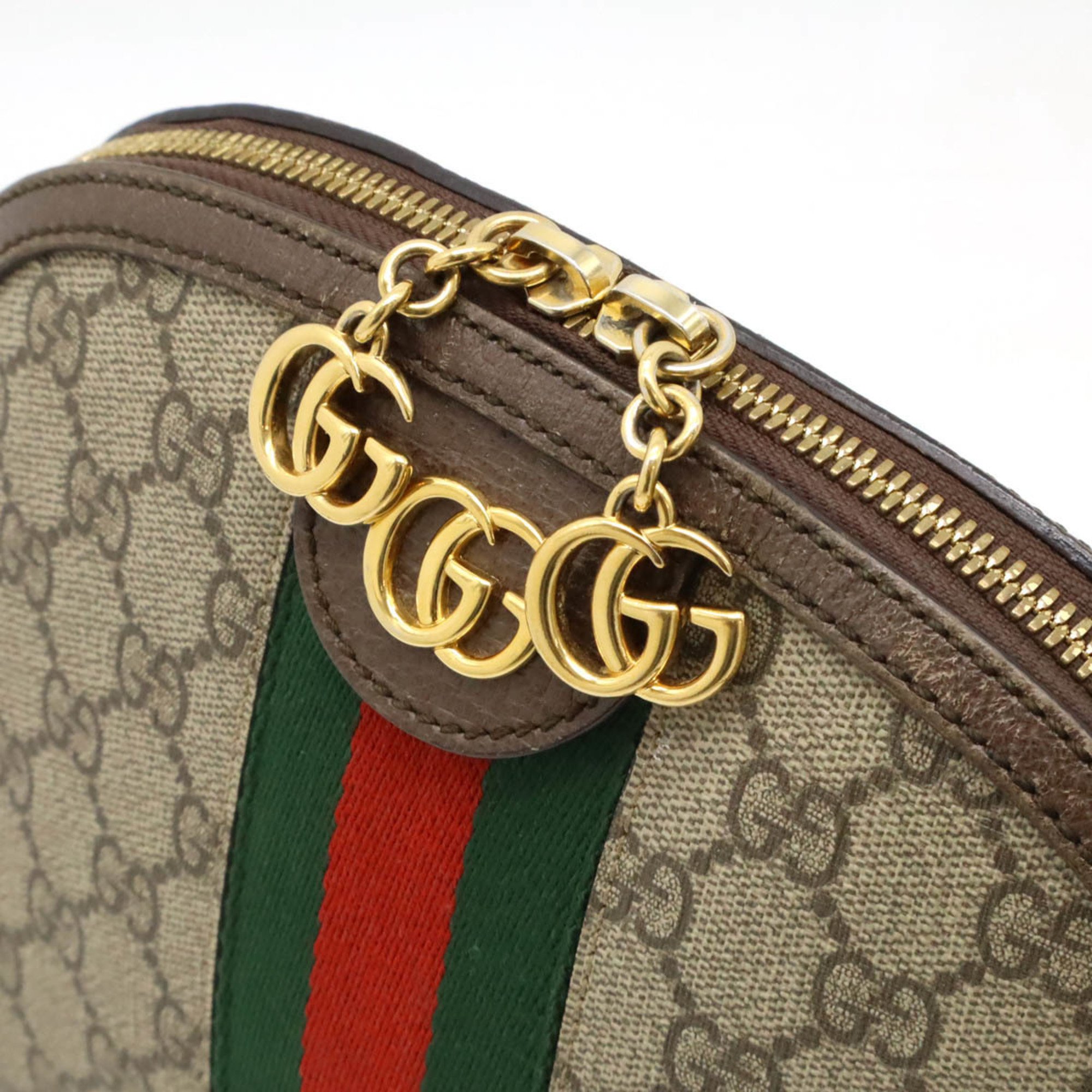 GUCCI Ophidia GG Supreme Sherry Line Small Shoulder Bag Pochette PVC Leather Beige Mocha Brown 499621