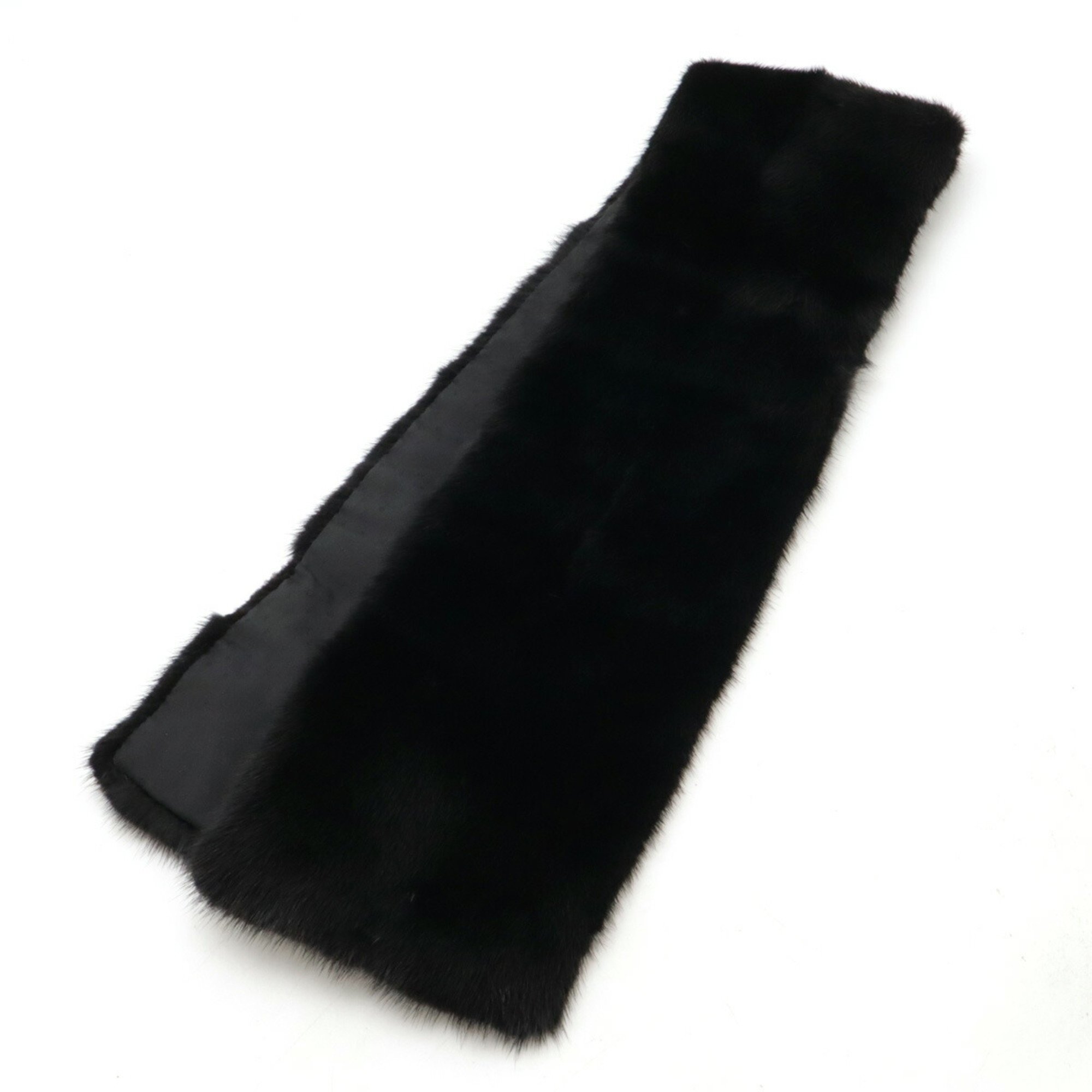 LOUIS VUITTON Louis Vuitton Echarpe Vison Cruiser Scarf Tippet Mink Silk Black M77384