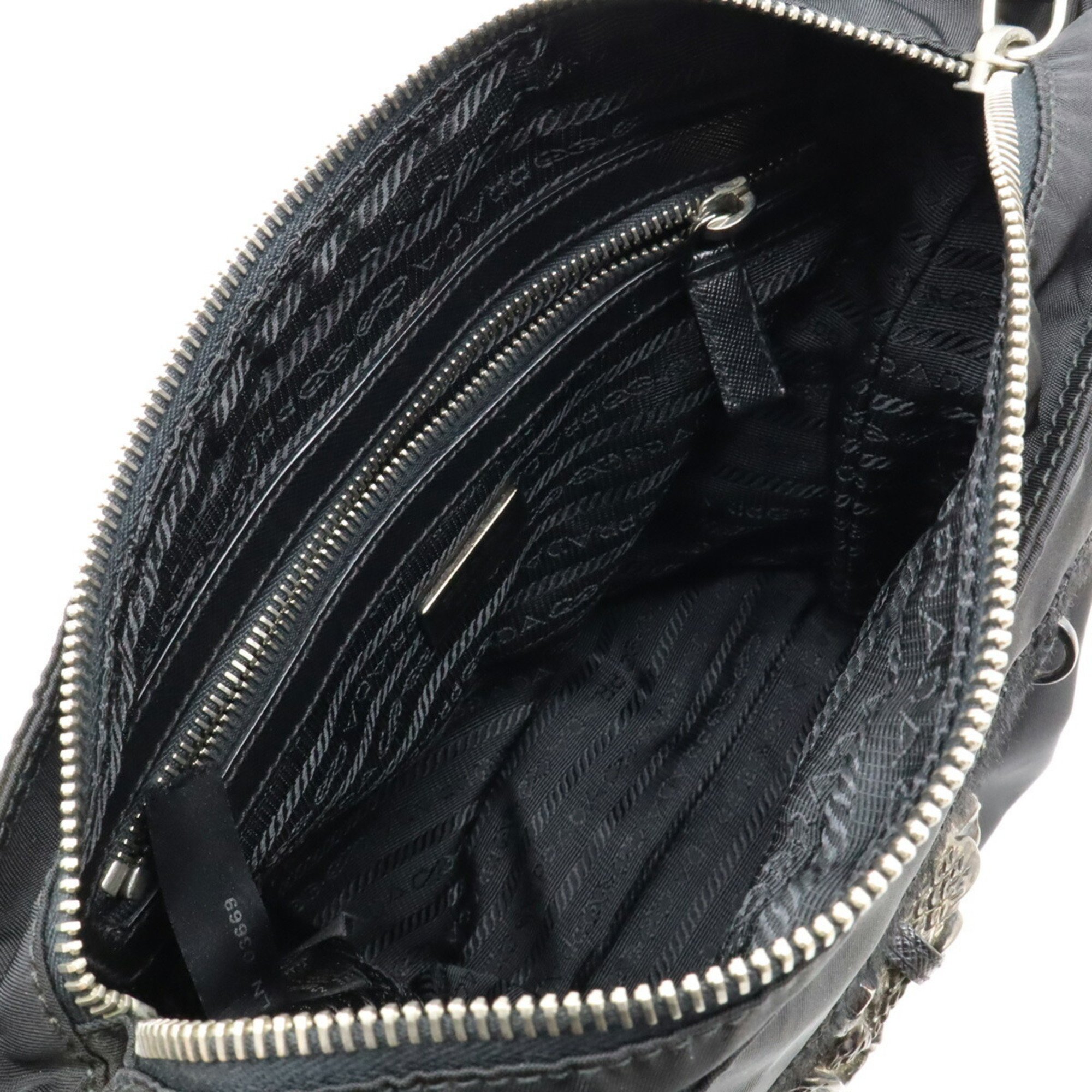 PRADA Prada Chimera Shoulder Bag Pochette Nylon Leather Pony NERO Black