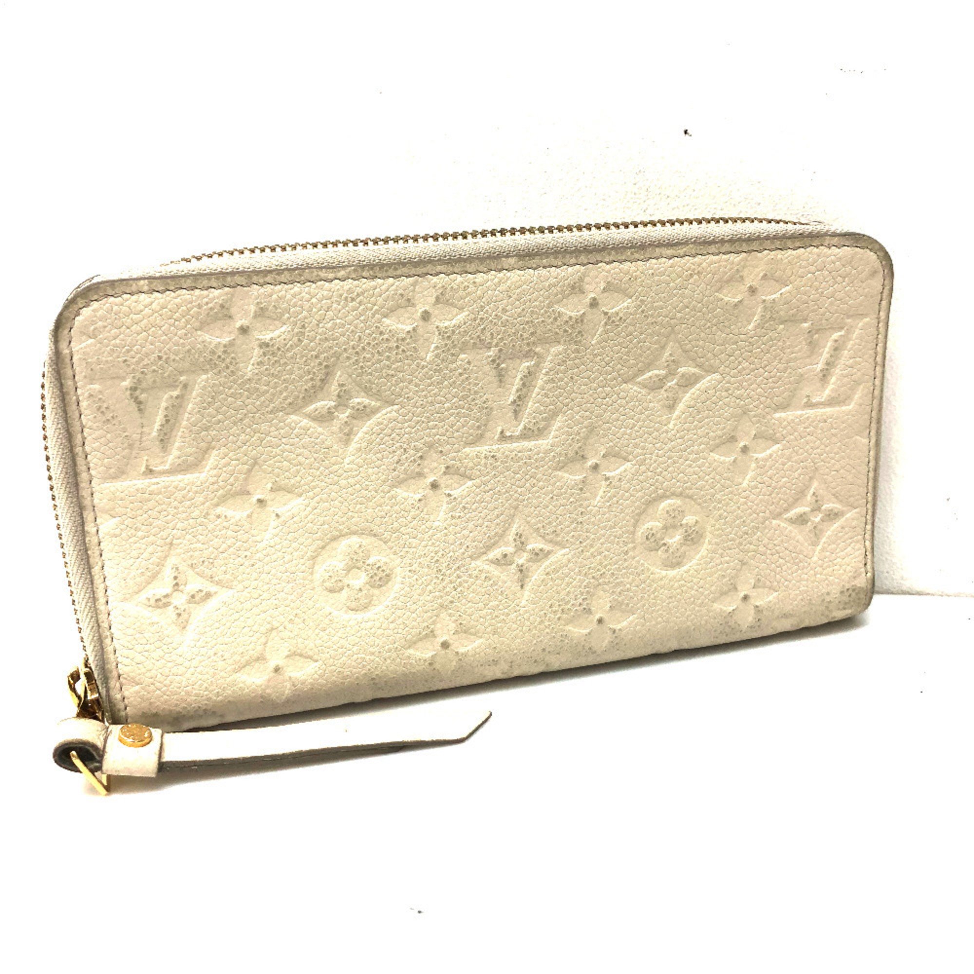 LOUIS VUITTON M93437 Round Portefeuille Secrete Long Monogram Empreinte Wallet Leather Neige White Women's