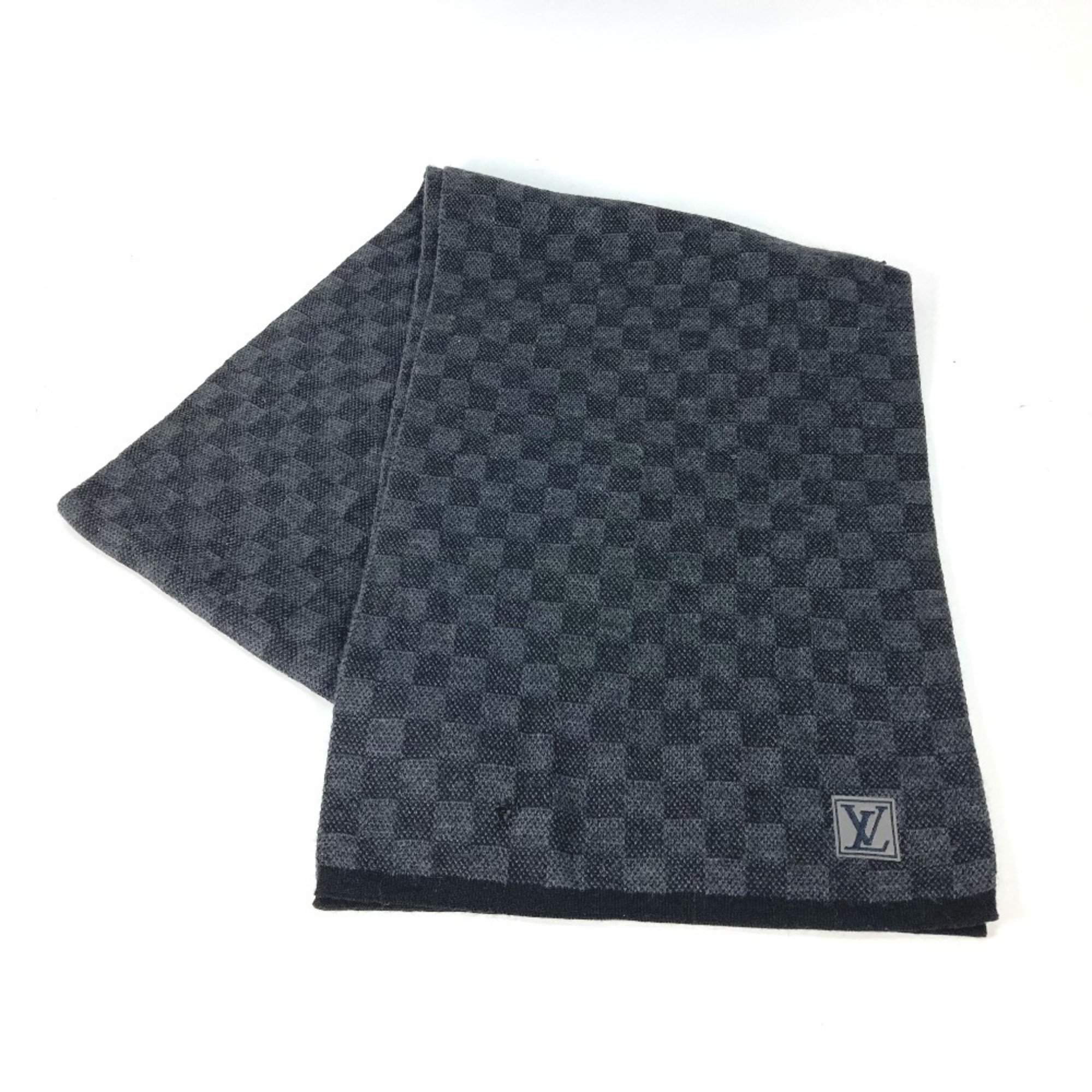 LOUIS VUITTON M70028 Echarpe Petit Damier Scarf Wool Men's Grey