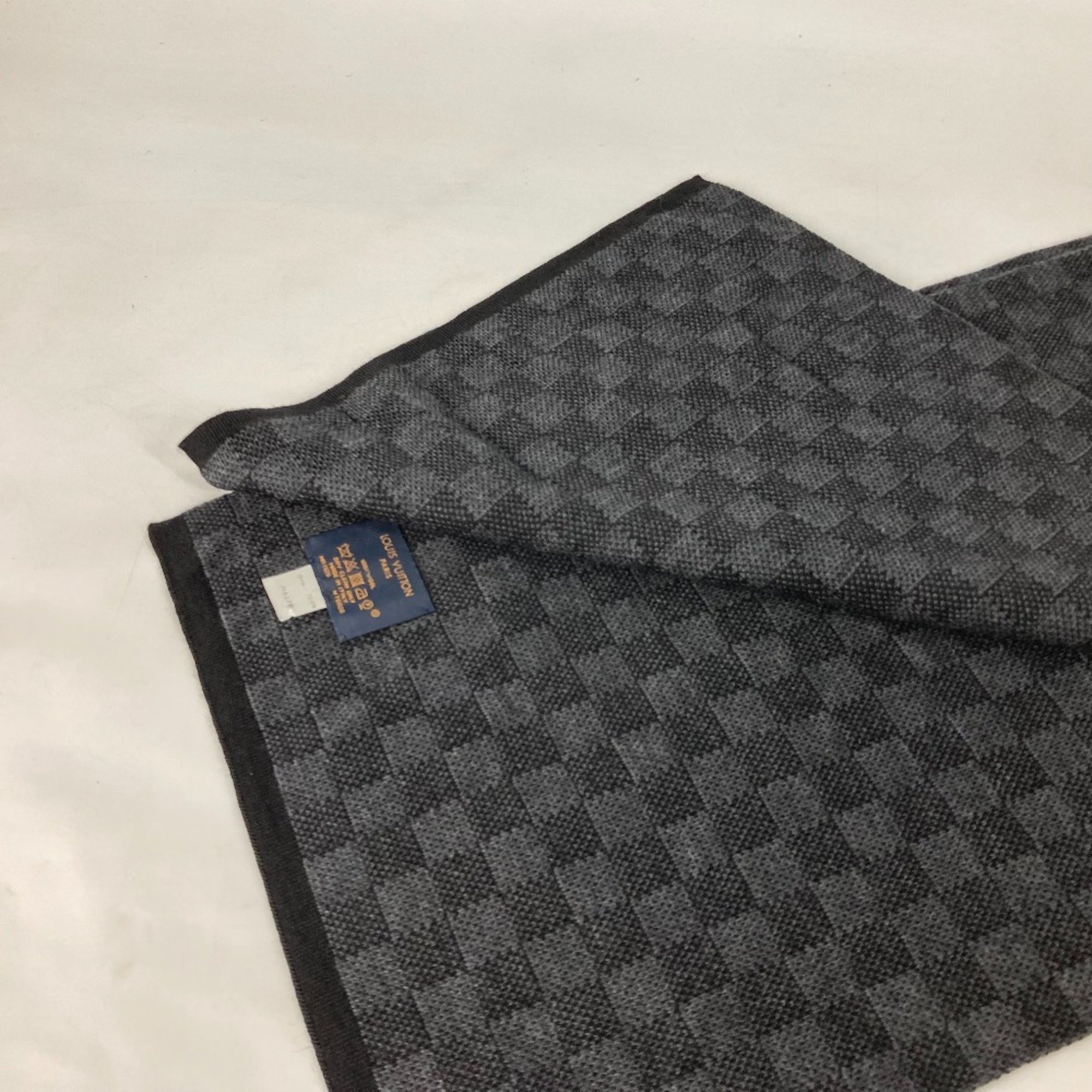 LOUIS VUITTON M70028 Echarpe Petit Damier Scarf Wool Men's Grey