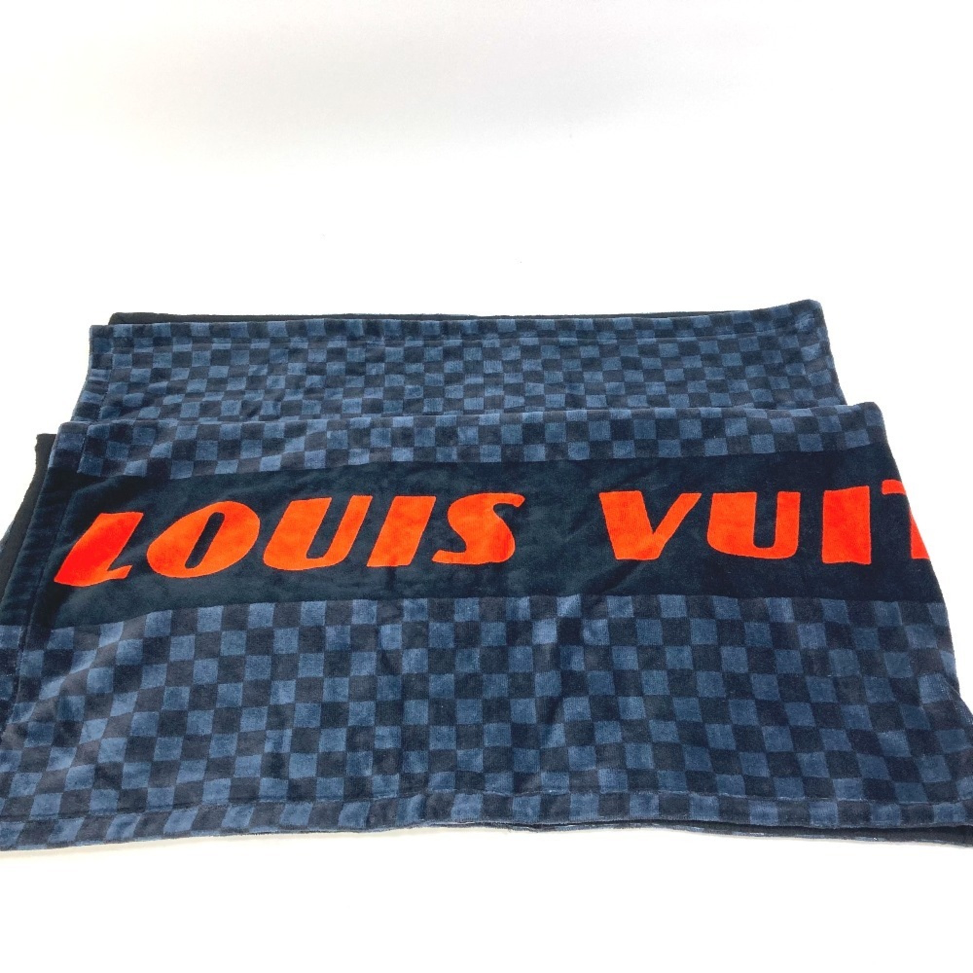 LOUIS VUITTON M73393 Damier Cobalt Dora Doubanda Lace Beach Towel Bath Cotton Men's Women's Navy