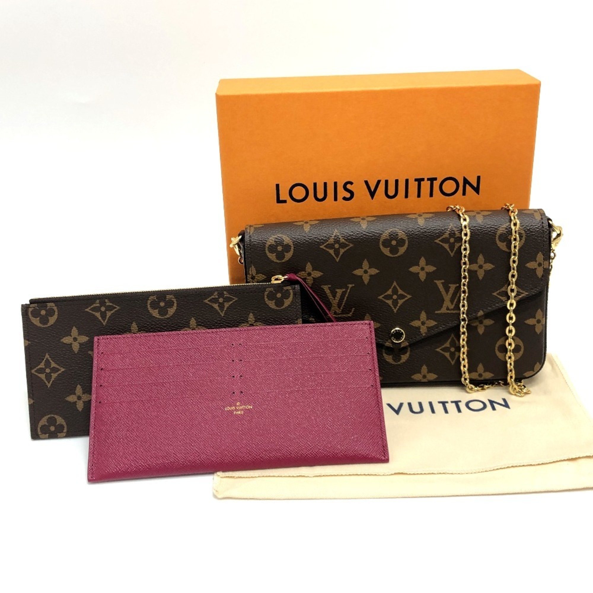 LOUIS VUITTON M81896 Pochette Felicie Shoulder Bag Monogram Canvas Women's Brown