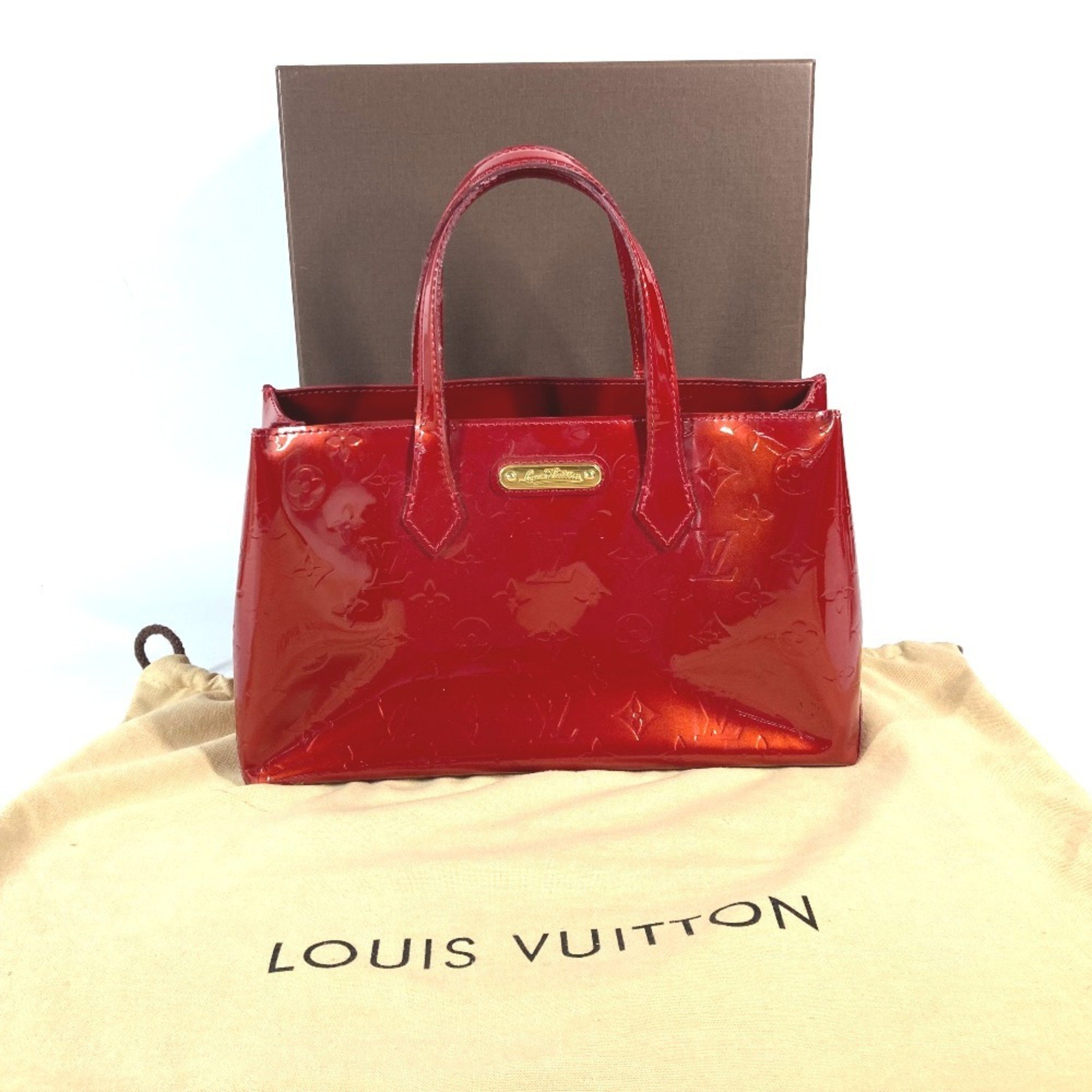 LOUIS VUITTON M93642 Monogram Vernis Wilshire PM Handbag Tote Bag Women's Red