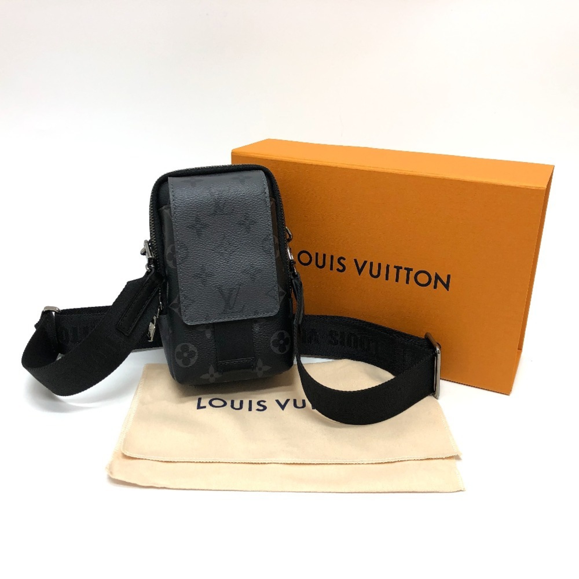 LOUIS VUITTON M81321 Double Phone Pouch Shoulder Bag Monogram Eclipse Canvas Men's Black