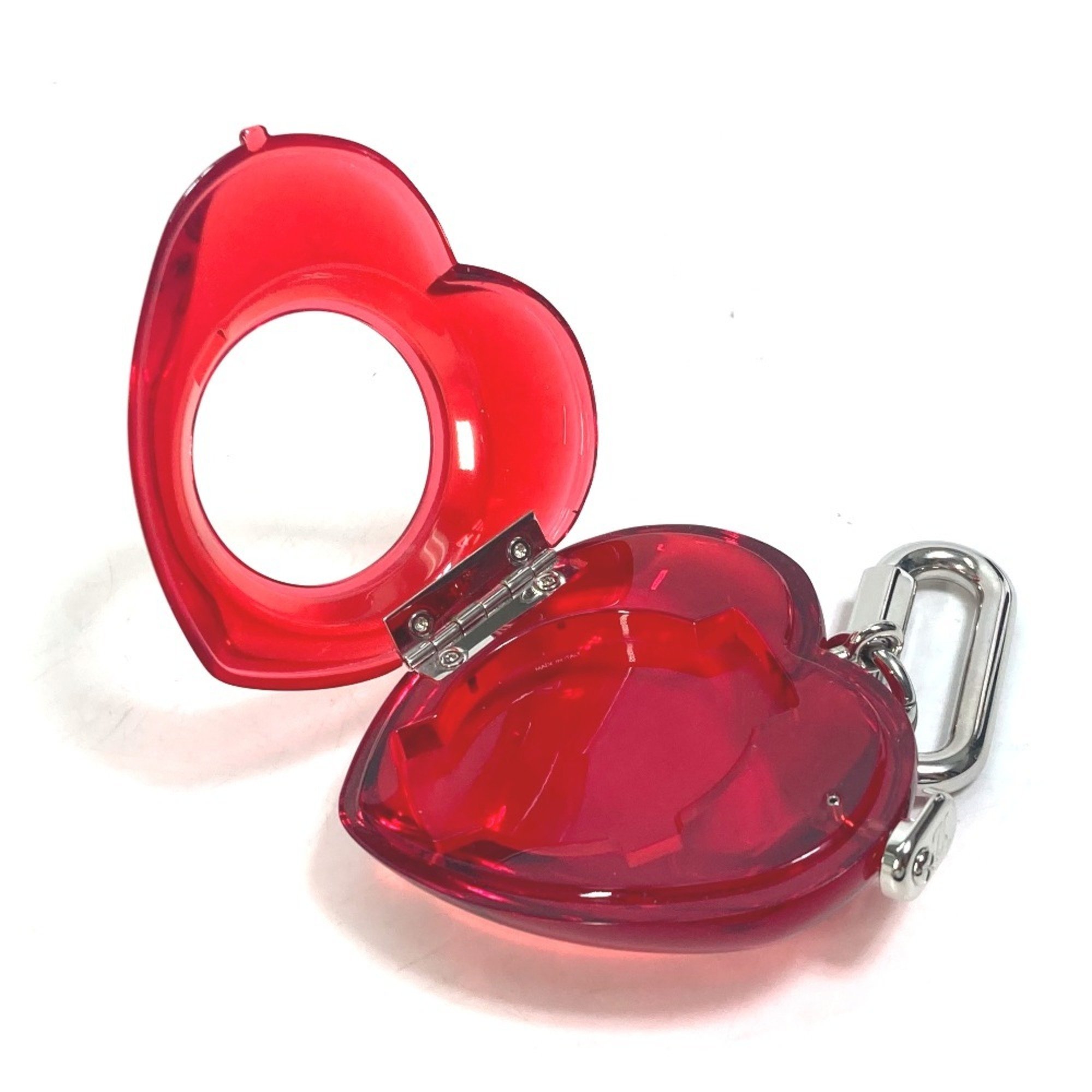 LOUIS VUITTON R17599 Carabiner Tambour Horizon Heart Watch Storage Goods Keychain Plastic Women's Red