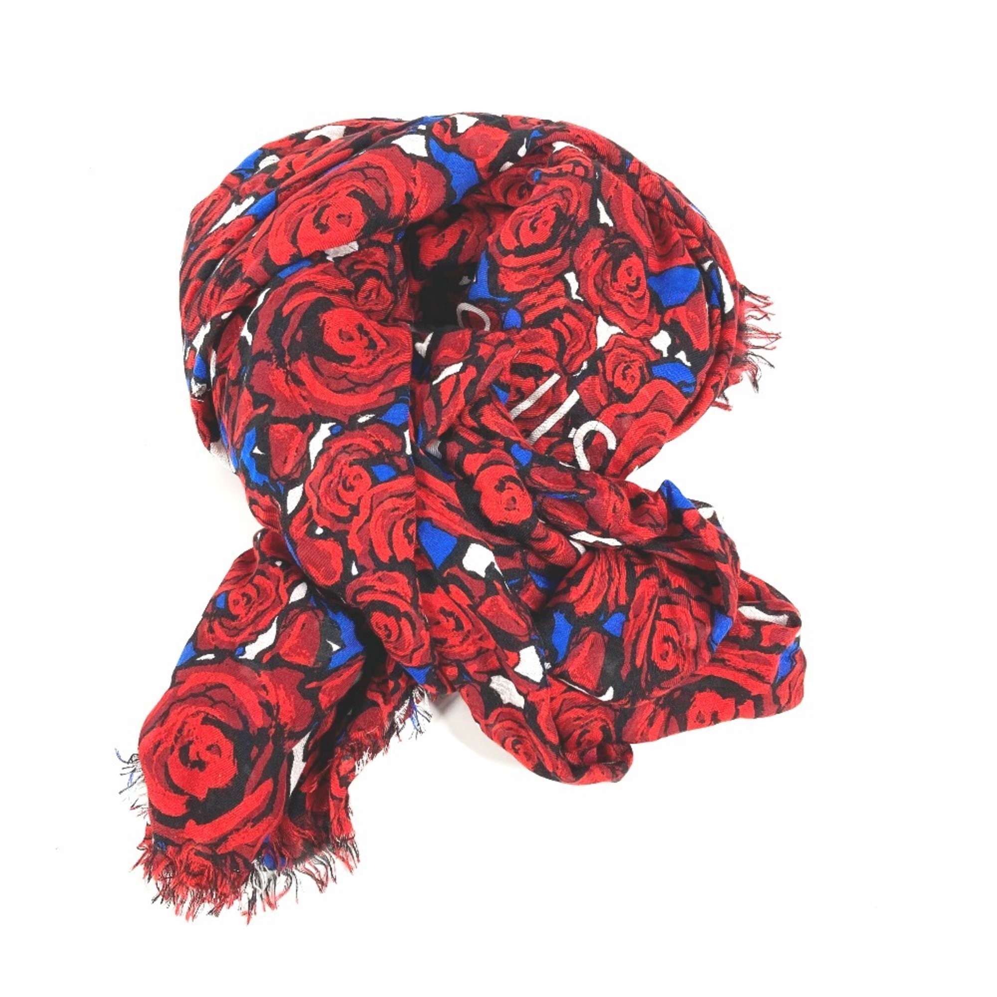 LOUIS VUITTON M70476 Etoile Rock'n'Roses Rose Flower Stole Rayon Silk Women's Red