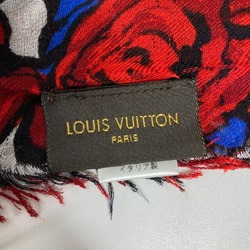 LOUIS VUITTON M70476 Etoile Rock'n'Roses Rose Flower Stole Rayon Silk Women's Red