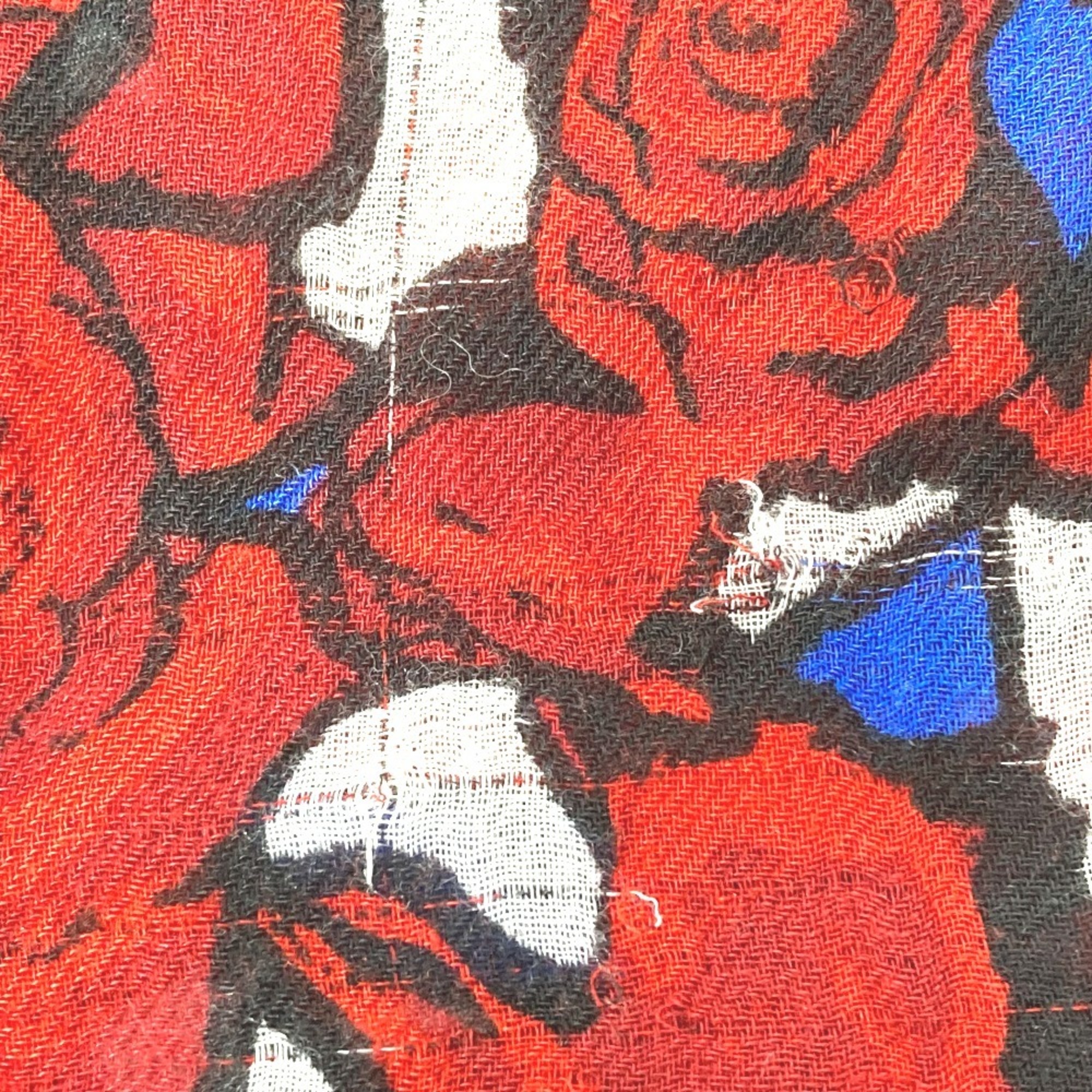 LOUIS VUITTON M70476 Etoile Rock'n'Roses Rose Flower Stole Rayon Silk Women's Red