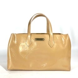 LOUIS VUITTON M91642 Monogram Vernis Wilshire PM Handbag Tote Bag Women's Rose Florentin Beige