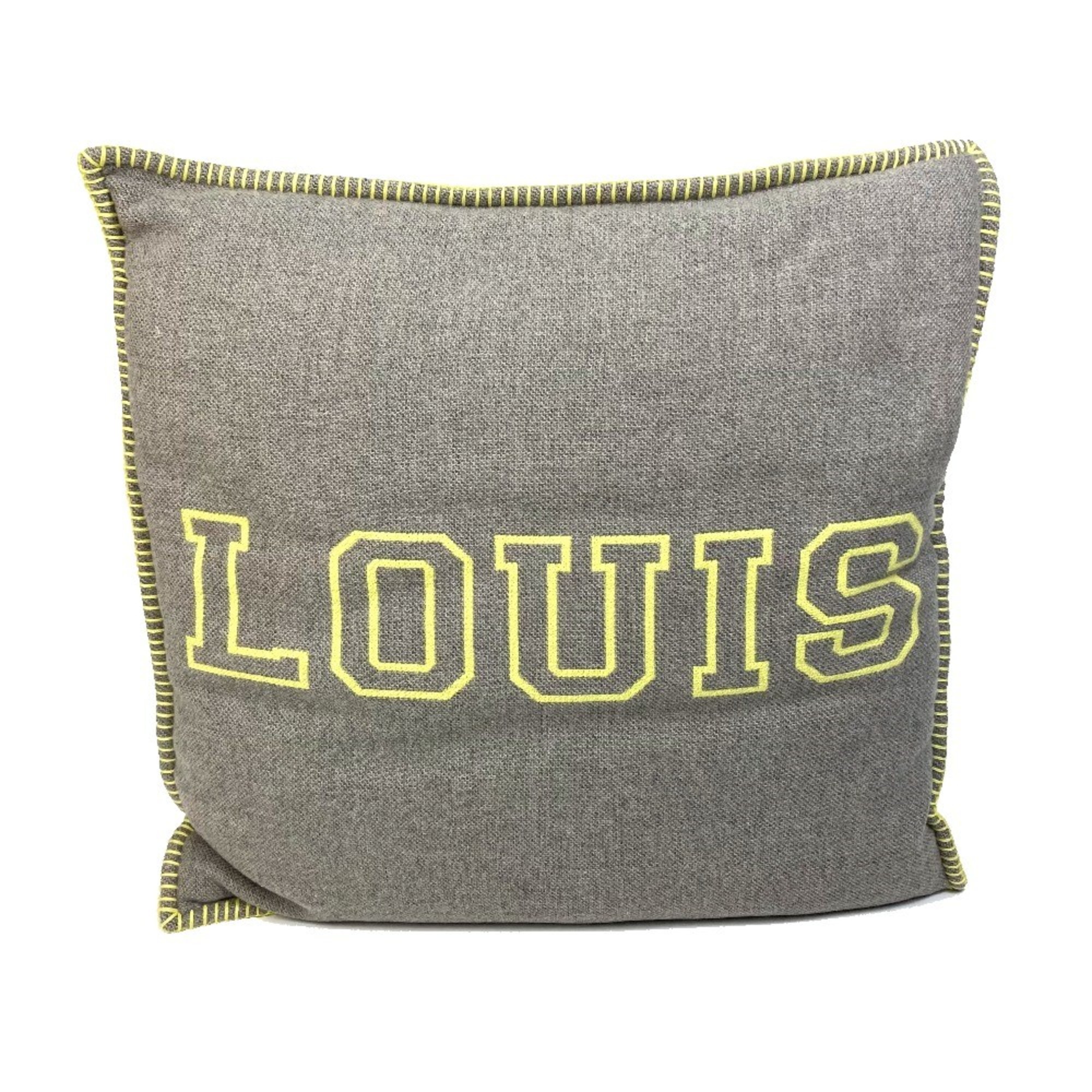 LOUIS VUITTON MP2158 Cushion Julio Louis Wool Cashmere Men's Women's Yellow x Gray