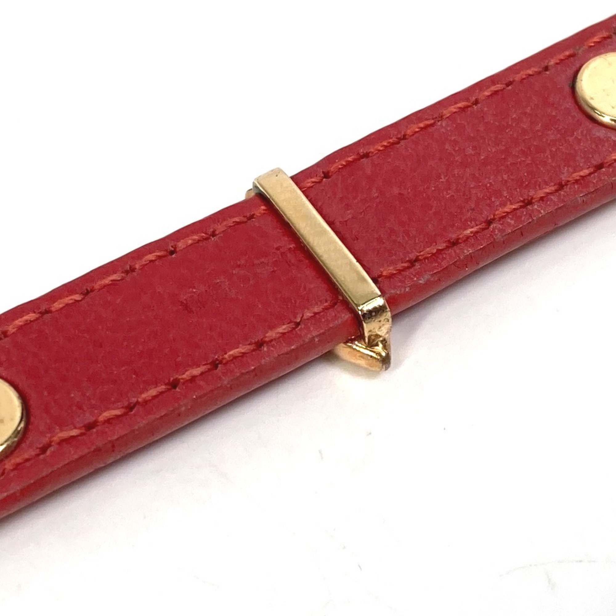 LOUIS VUITTON M6535 Monogram Flower Bangle Bracelet Leather Women's Red