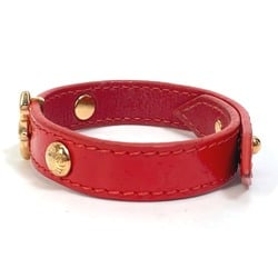 LOUIS VUITTON M6535 Monogram Flower Bangle Bracelet Leather Women's Red