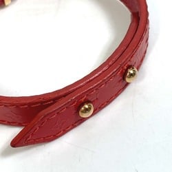 LOUIS VUITTON M6535 Monogram Flower Bangle Bracelet Leather Women's Red