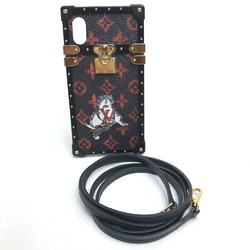 LOUIS VUITTON M63891 Transformed Monogram Eye Trunk Catgram iPhone X XS Case Canvas Women's Maroon Black x Orange