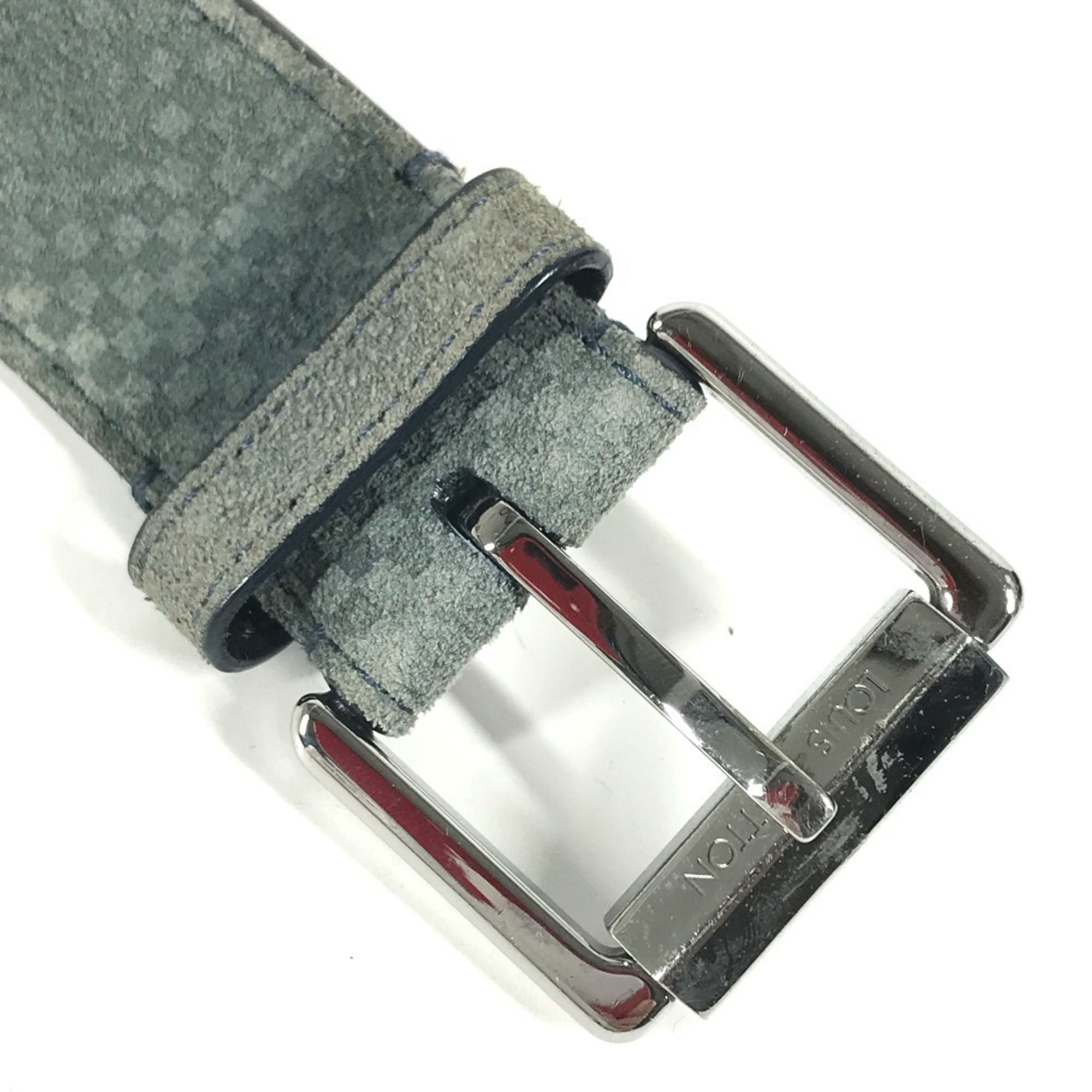 LOUIS VUITTON M9539S Micro Damier Santur Drive Abyss Belt Leather Suede Patent Men's Grey