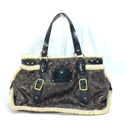 LOUIS VUITTON M95573 Monogram Shearling Thunder Tote Bag Shoulder Patent Leather Mouton Women's Brown