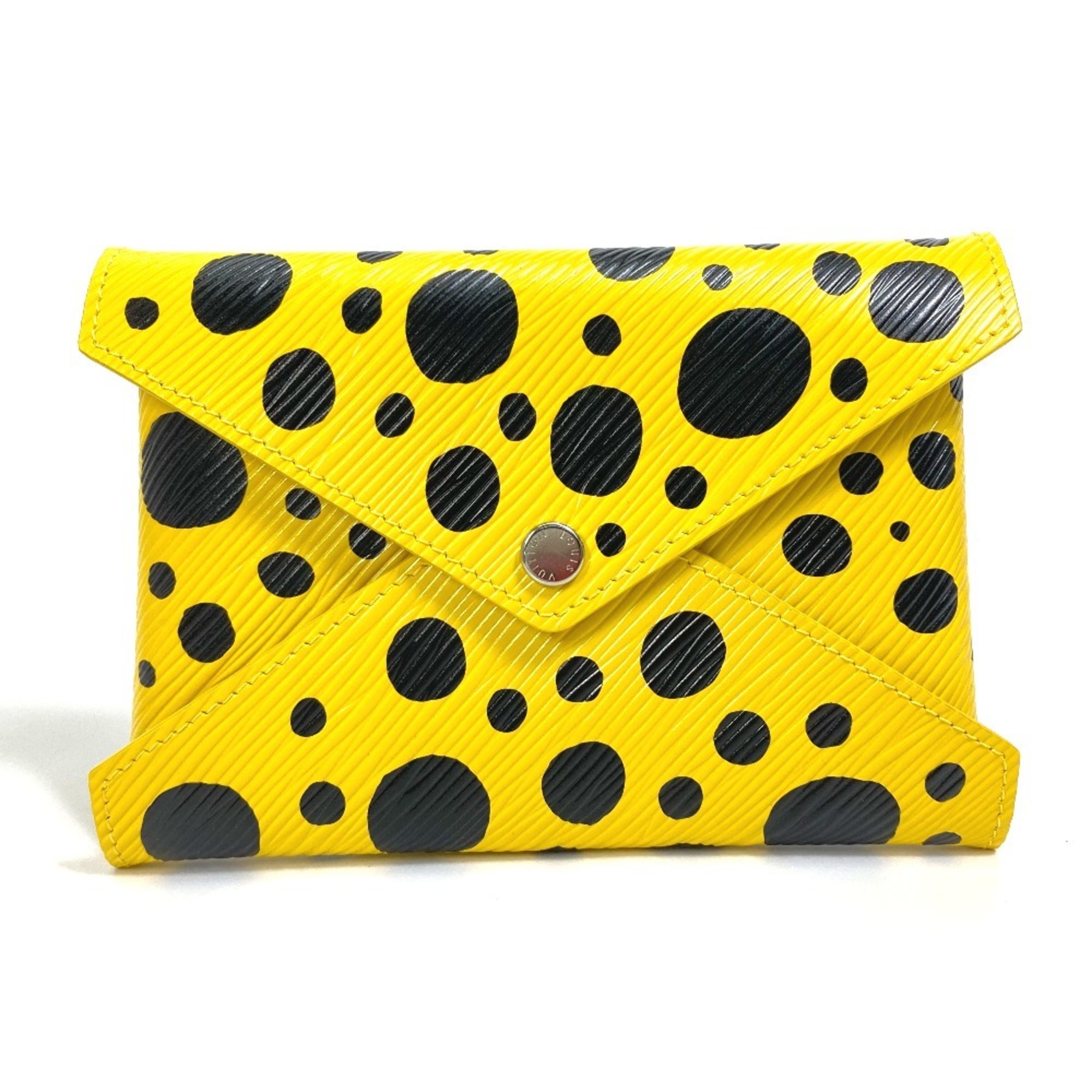 LOUIS VUITTON M81959 Yellow Leather Dot Only Yayoi Kusama LV x YK Pochette Kirigami Pouch Women's Black