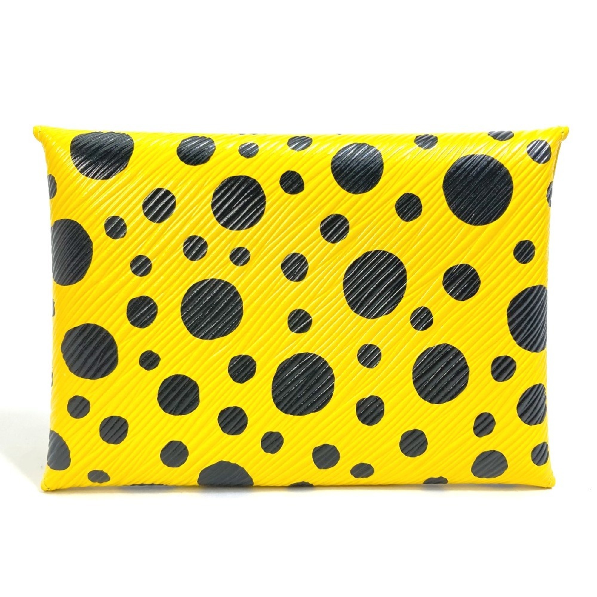 LOUIS VUITTON M81959 Yellow Leather Dot Only Yayoi Kusama LV x YK Pochette Kirigami Pouch Women's Black