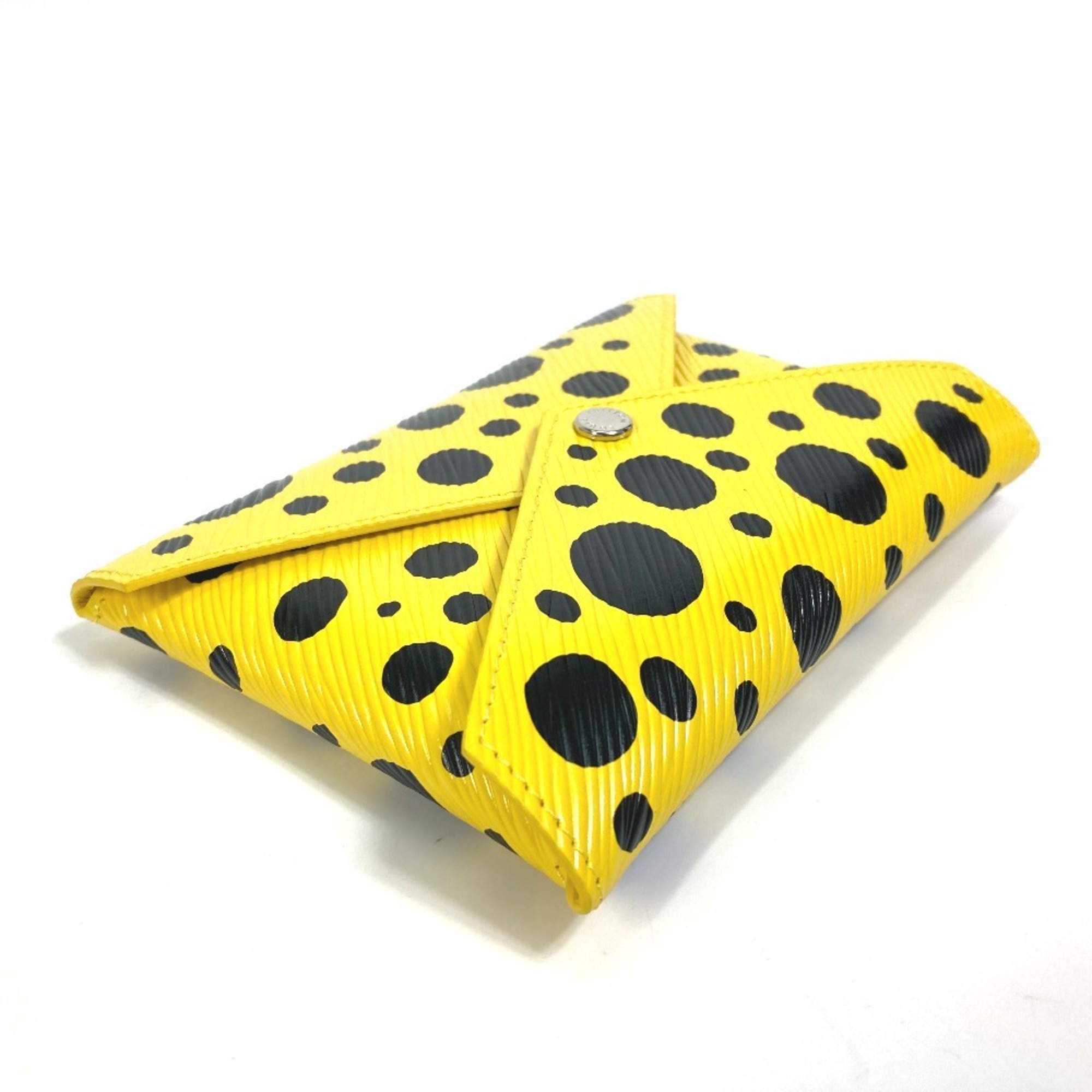 LOUIS VUITTON M81959 Yellow Leather Dot Only Yayoi Kusama LV x YK Pochette Kirigami Pouch Women's Black