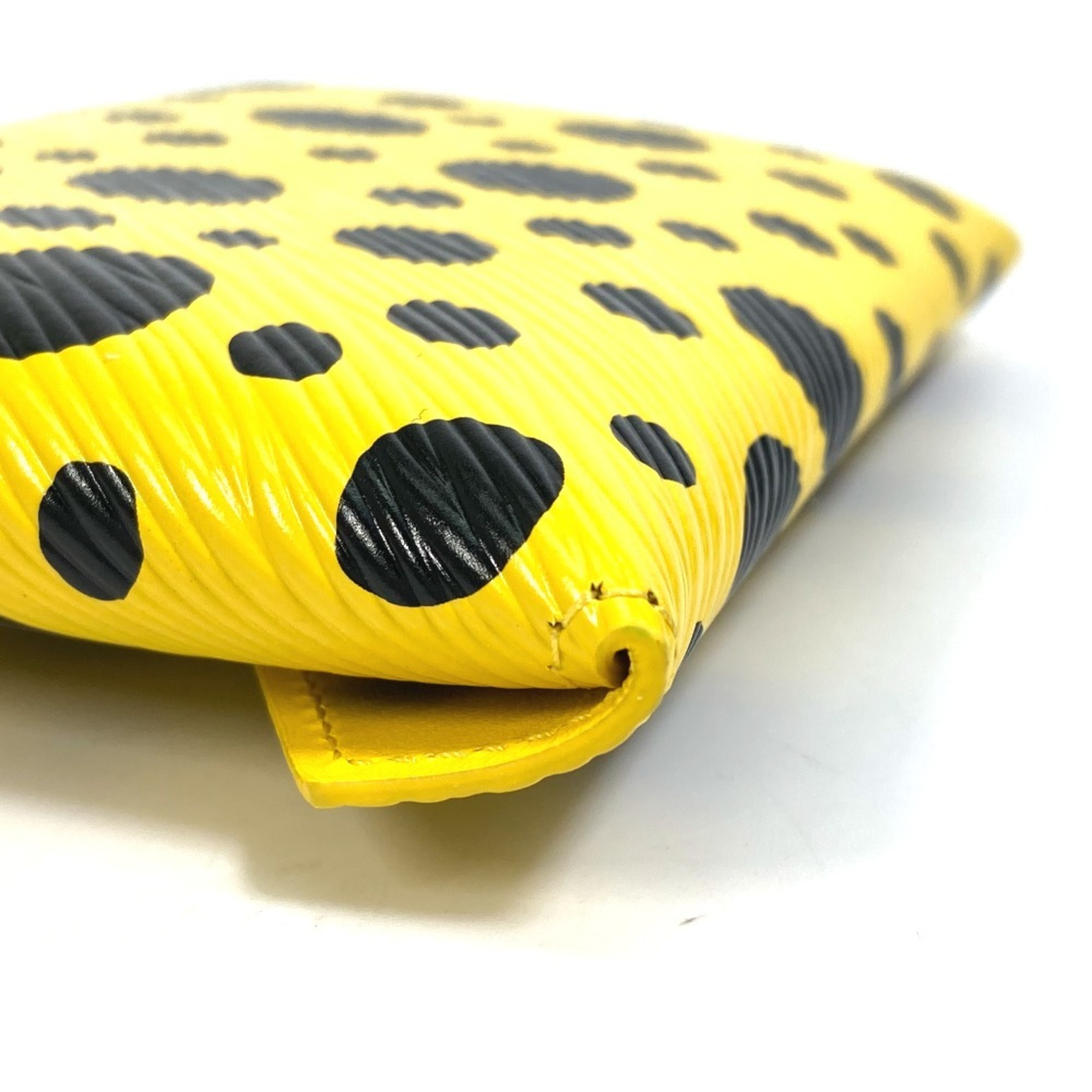 LOUIS VUITTON M81959 Yellow Leather Dot Only Yayoi Kusama LV x YK Pochette Kirigami Pouch Women's Black