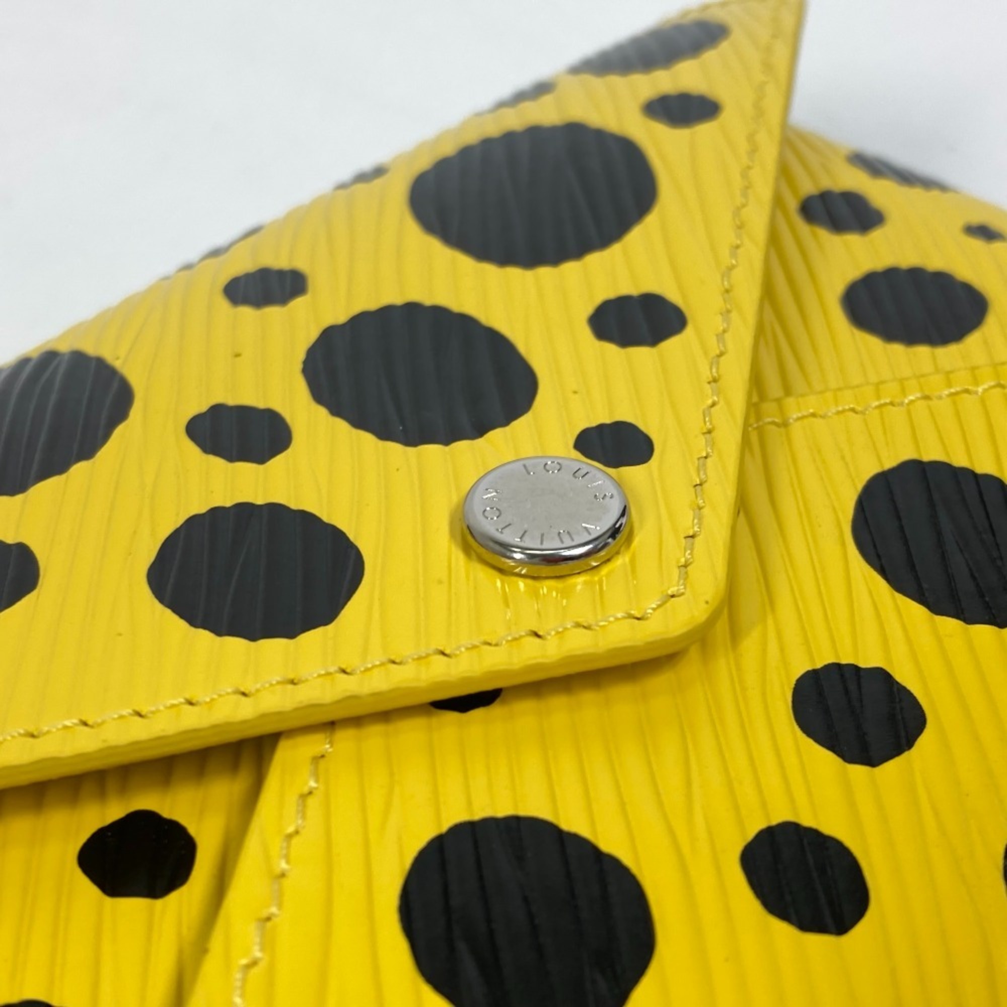 LOUIS VUITTON M81959 Yellow Leather Dot Only Yayoi Kusama LV x YK Pochette Kirigami Pouch Women's Black