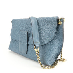 LOEWE Shoulder Bag Anagram Leather Blue Chain Women's