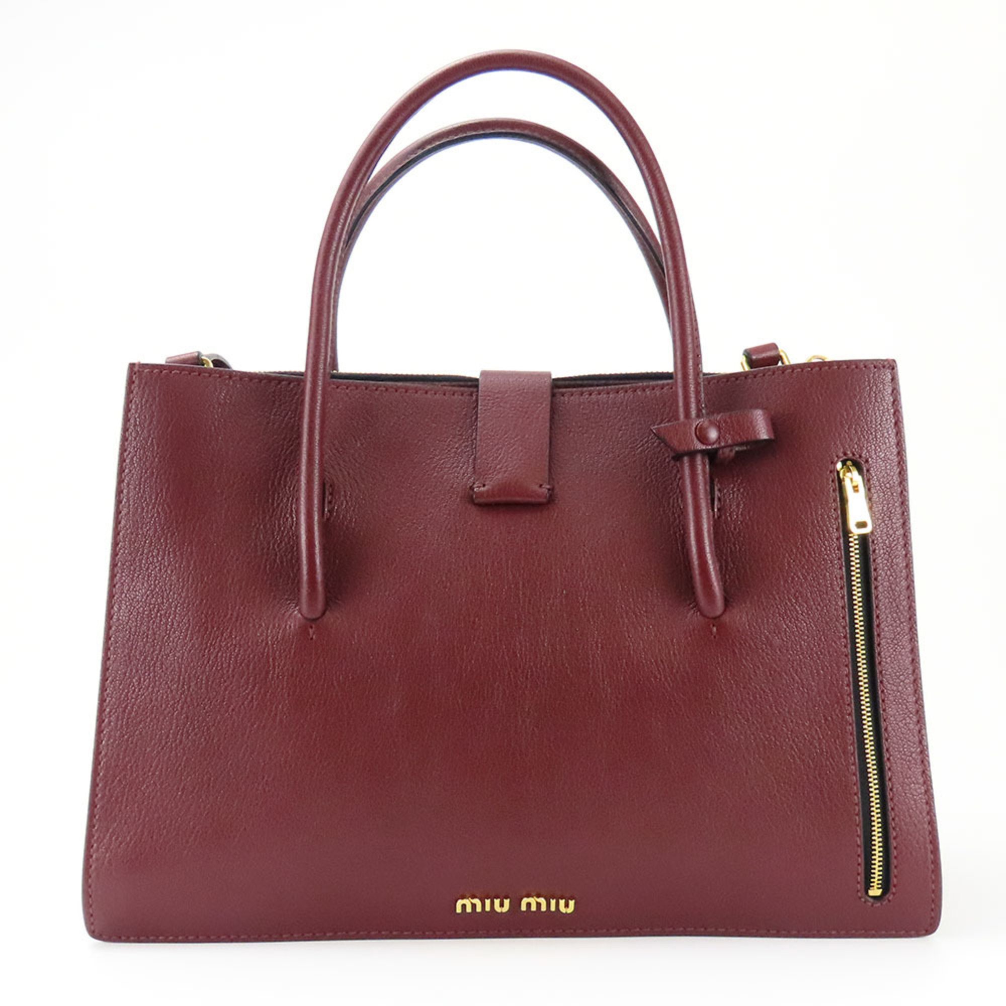 Miu Miu Miu handbag leather Bordeaux shoulder bag for women