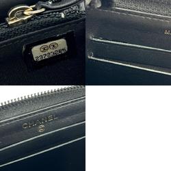 Chanel Wallets & Coin Cases Boy Round Caviar Skin Black 23 Series Compact Wallet Women's CHANEL