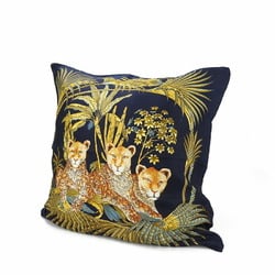 Salvatore Ferragamo Accessories Cushion Silk Navy Yellow Animal Lion Women Men