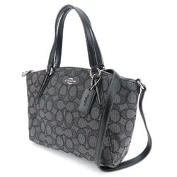 Coach handbag F27580 signature canvas leather grey black shoulder bag for women COACH