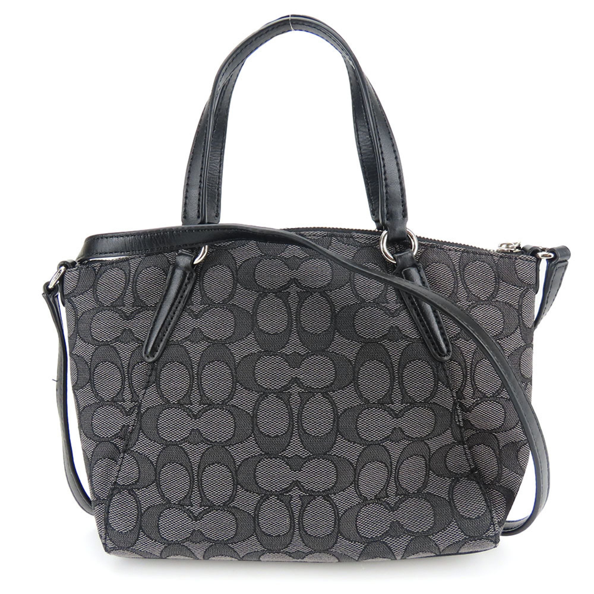 Coach handbag F27580 signature canvas leather grey black shoulder bag for women COACH