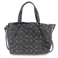 Coach handbag F27580 signature canvas leather grey black shoulder bag for women COACH