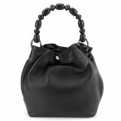 Christian Dior Handbag Leather Dark Brown Malice Pearl Women's