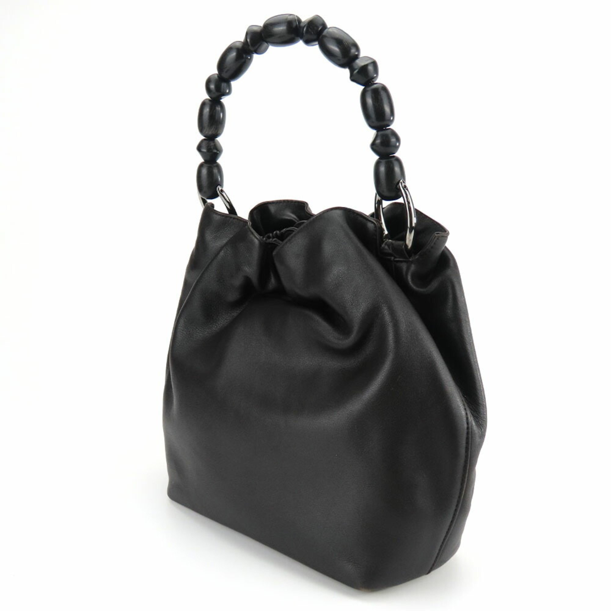 Christian Dior Handbag Leather Dark Brown Malice Pearl Women's