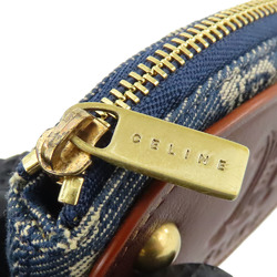 CELINE Wallets & Coin Cases Macadam Denim Leather Blue Brown Key Ring Accessories Women's