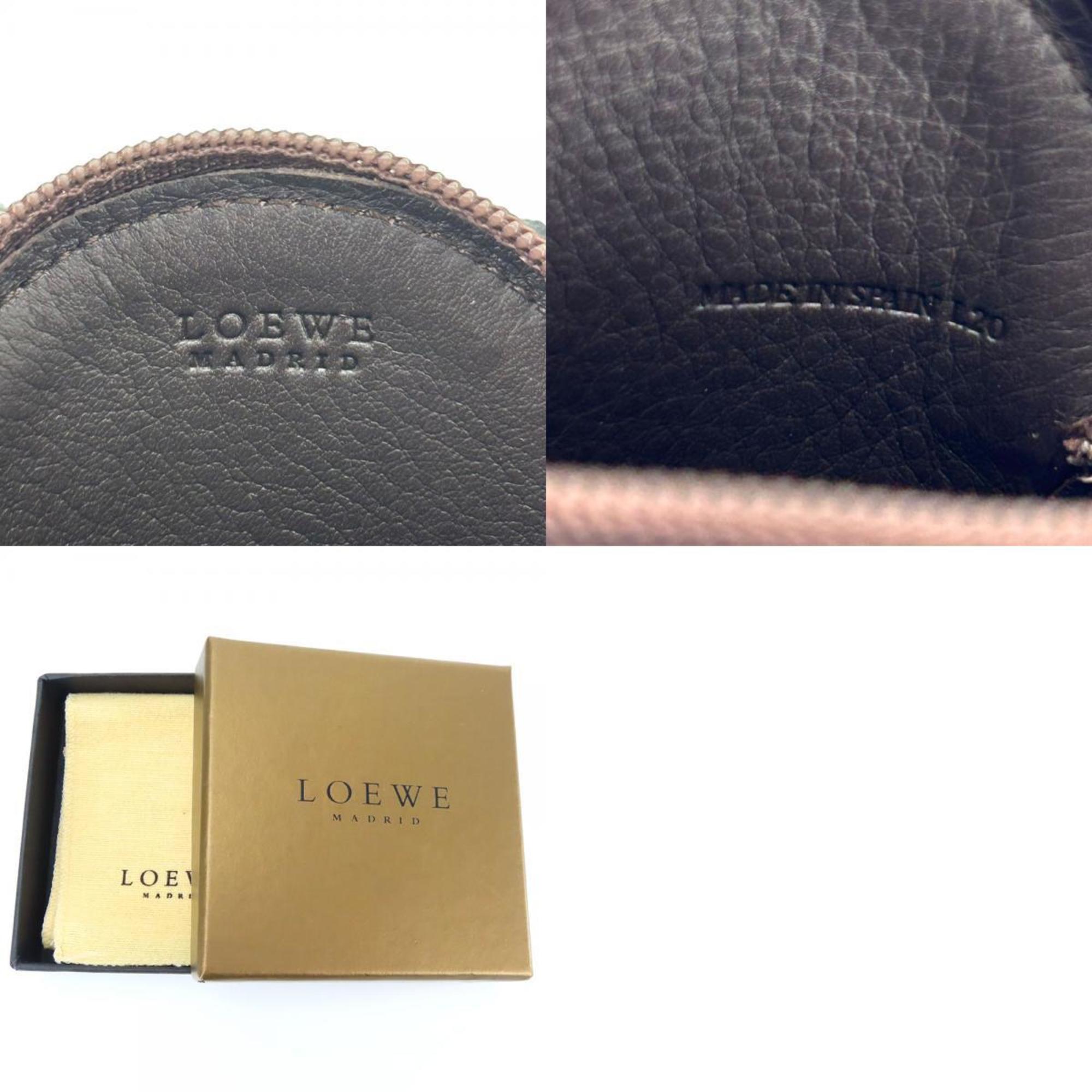 LOEWE Wallet/Coin Case Anagram Leather Brown Accessories Women's